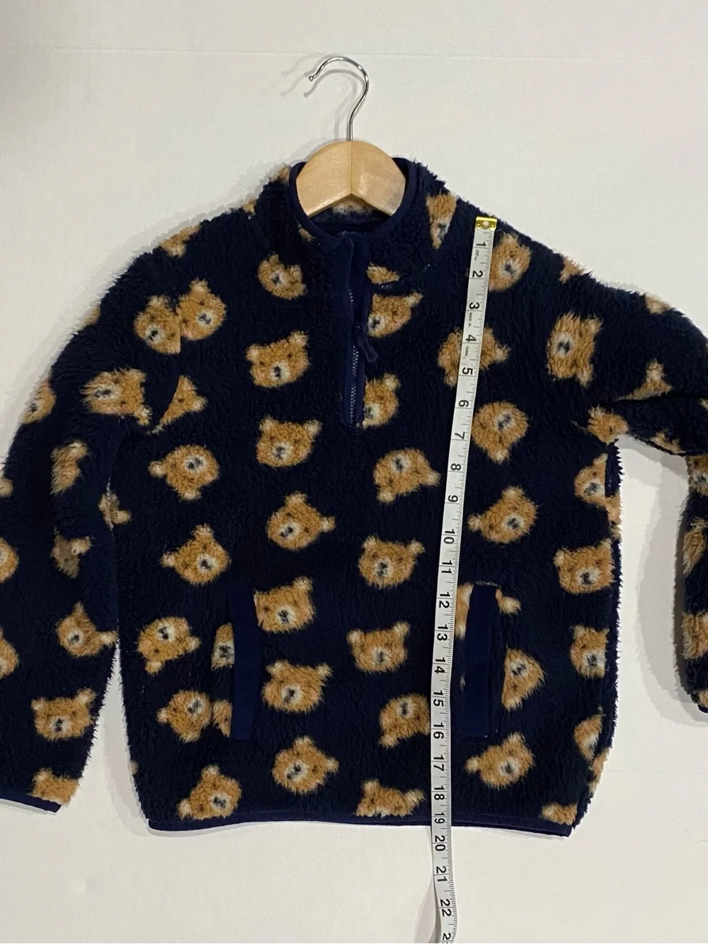 Gymboree Boys ‘Little Essentials’ Navy Bear Sherpa Half-zip Pullover Size 7